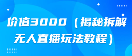 价值3000（揭秘拆解无人直播玩法教程）