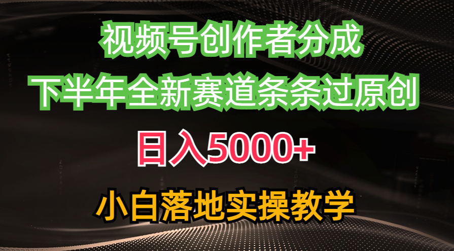 微信视频号原创者分为全新游戏玩法，日赚5000   后半年全新生态一条条过原创设计，小&#8230;