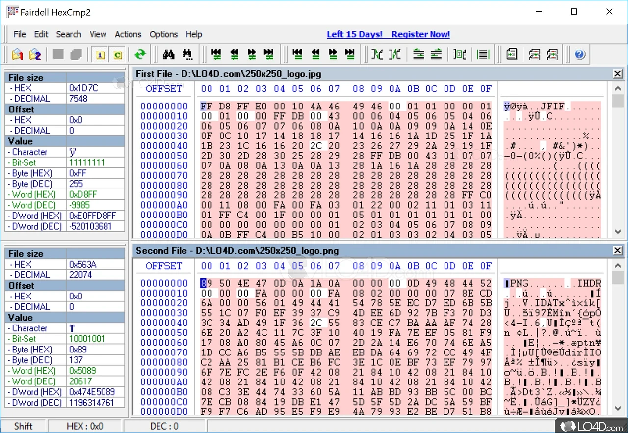 HexCmp(免费二进制文件比较和十六进制编辑器) HexCmp(免费二进制文件比较和十六进制编辑器)