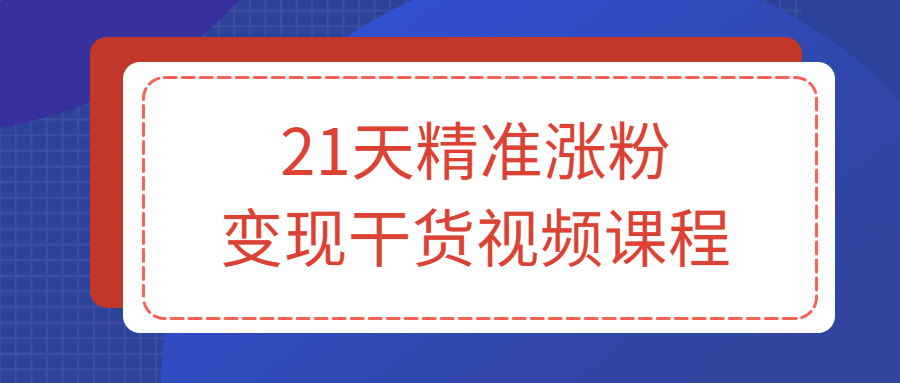 21天精准涨粉变现干货视频课程