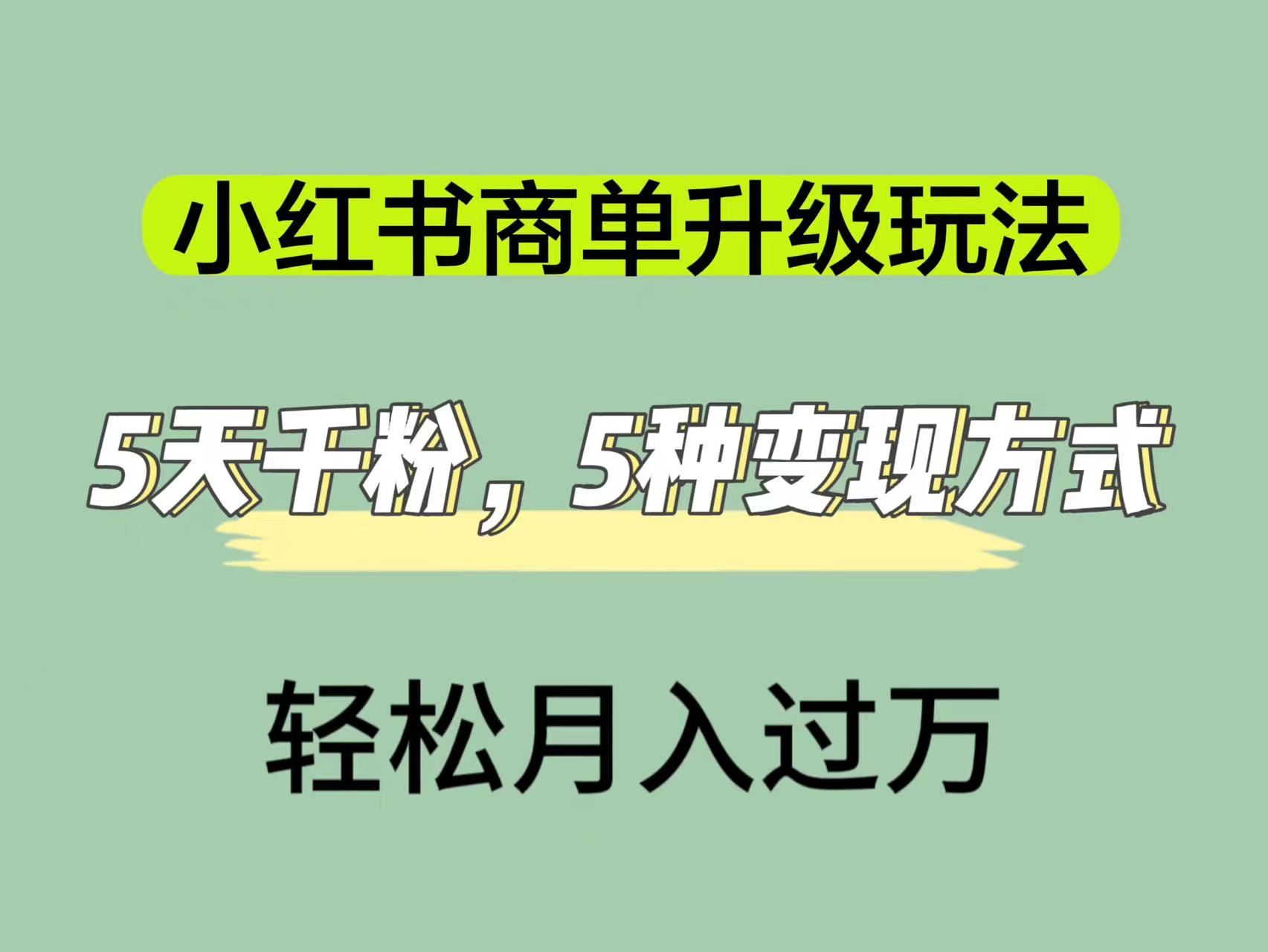 小红书商单升级玩法，5天千粉，5种变现渠道，轻松月入1万+(成为小红书商家要多少钱)