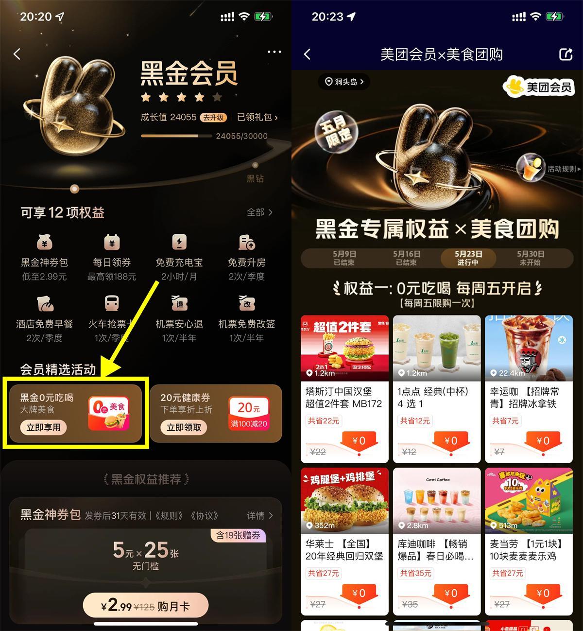 美团黑金以上会员0亓休闲玩乐