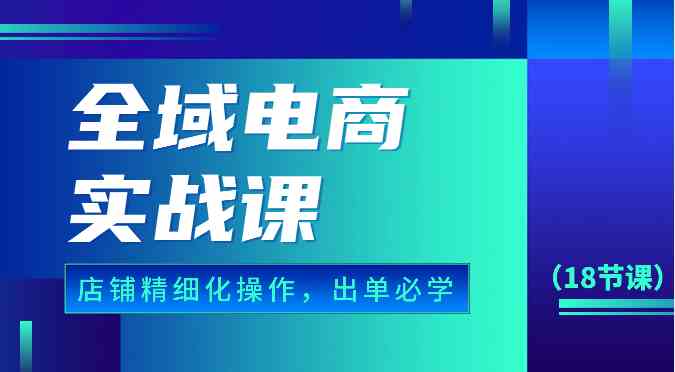 全域电商实战课，个人店铺精细化操作流程，出单必学内容（18节课）