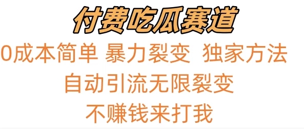 0成本简单暴力裂变，吃瓜付费赛道，不赚钱你来打我